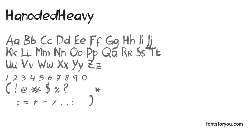 Czcionka HanodedHeavy – alfabet, cyfry, specjalne znaki