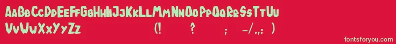 TodeJaOigus Font – Green Fonts on Red Background