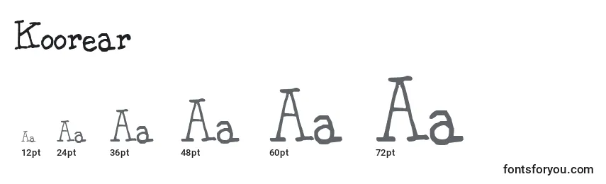 Размеры шрифта Koorear