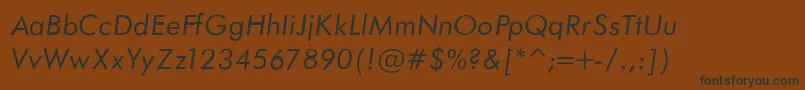 フォントFuturaBookNormalItalic – 黒い文字が茶色の背景にあります