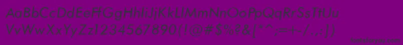 FuturaBookNormalItalic-fontti – mustat fontit violetilla taustalla