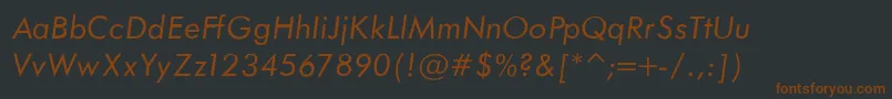 Fonte FuturaBookNormalItalic – fontes marrons em um fundo preto