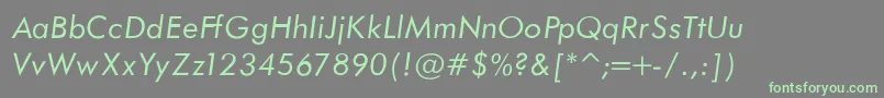 FuturaBookNormalItalic Font – Green Fonts on Gray Background
