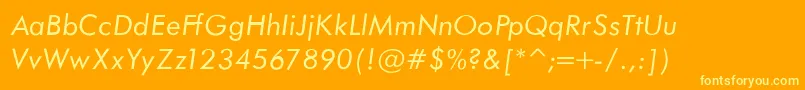 FuturaBookNormalItalic Font – Yellow Fonts on Orange Background