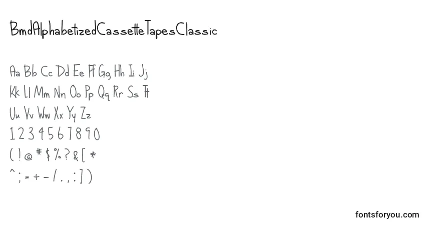 Schriftart BmdAlphabetizedCassetteTapesClassic – Alphabet, Zahlen, spezielle Symbole