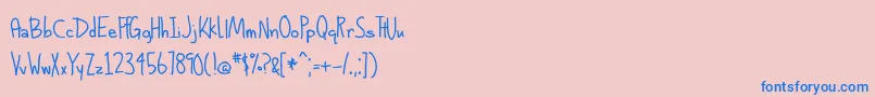 フォントBmdAlphabetizedCassetteTapesClassic – ピンクの背景に青い文字