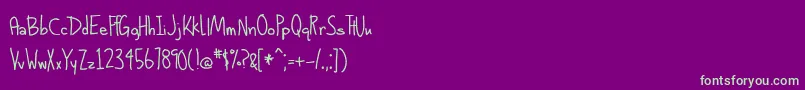 フォントBmdAlphabetizedCassetteTapesClassic – 紫の背景に緑のフォント