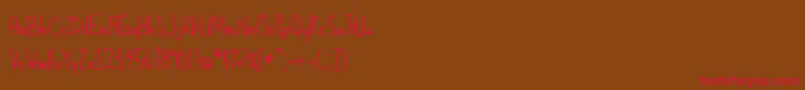 BmdAlphabetizedCassetteTapesClassic Font – Red Fonts on Brown Background