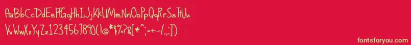 BmdAlphabetizedCassetteTapesClassic Font – Yellow Fonts on Red Background