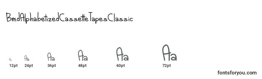 Größen der Schriftart BmdAlphabetizedCassetteTapesClassic