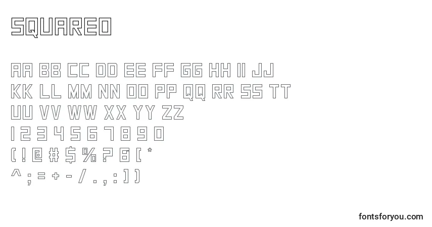 Czcionka Squareo – alfabet, cyfry, specjalne znaki