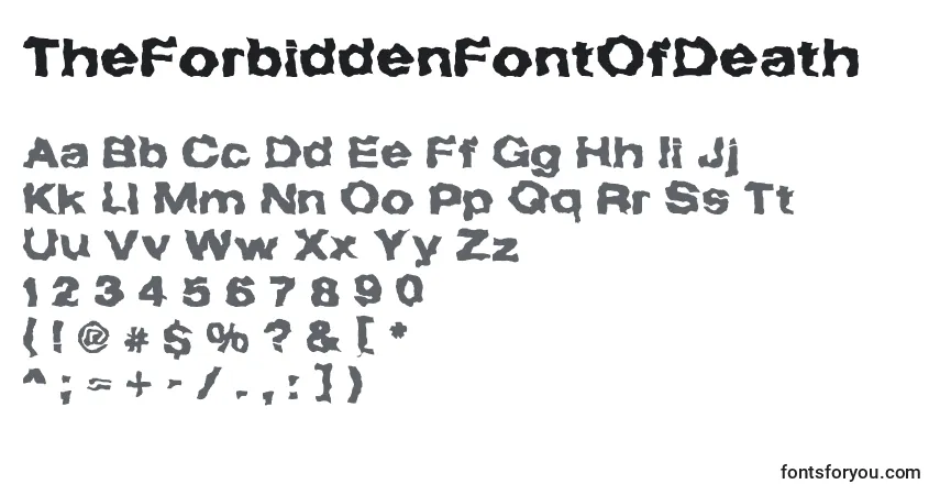 Schriftart TheForbiddenFontOfDeath – Alphabet, Zahlen, spezielle Symbole