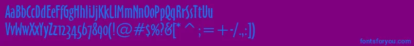 OzHandicraftWin95bt-Schriftart – Blaue Schriften auf violettem Hintergrund