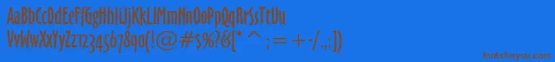 フォントOzHandicraftWin95bt – 茶色の文字が青い背景にあります。