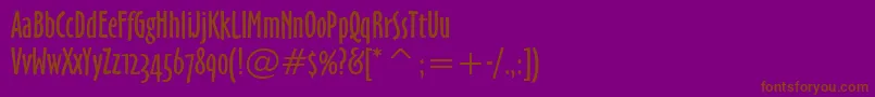 OzHandicraftWin95bt-Schriftart – Braune Schriften auf violettem Hintergrund