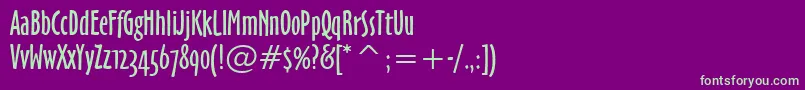 フォントOzHandicraftWin95bt – 紫の背景に緑のフォント