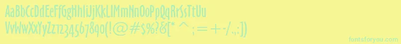 フォントOzHandicraftWin95bt – 黄色い背景に緑の文字