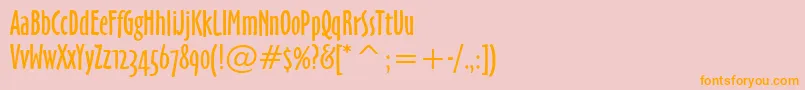 フォントOzHandicraftWin95bt – オレンジの文字がピンクの背景にあります。