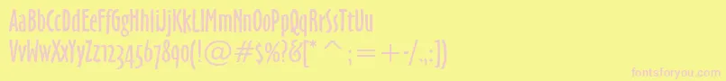 OzHandicraftWin95bt-fontti – vaaleanpunaiset fontit keltaisella taustalla