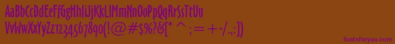 フォントOzHandicraftWin95bt – 紫色のフォント、茶色の背景