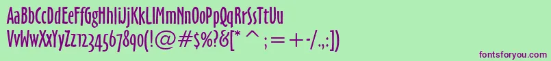 Шрифт OzHandicraftWin95bt – фиолетовые шрифты на зелёном фоне