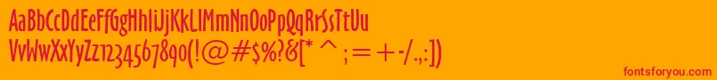 OzHandicraftWin95bt-Schriftart – Rote Schriften auf orangefarbenem Hintergrund