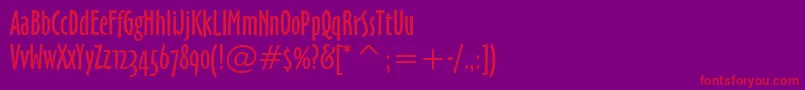 フォントOzHandicraftWin95bt – 紫の背景に赤い文字