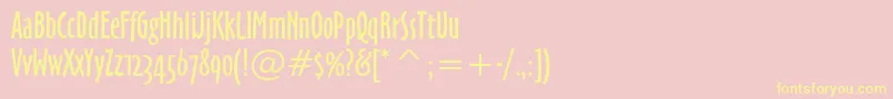 OzHandicraftWin95bt-Schriftart – Gelbe Schriften auf rosa Hintergrund