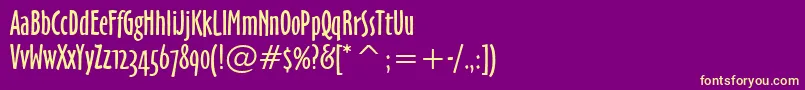 フォントOzHandicraftWin95bt – 紫の背景に黄色のフォント