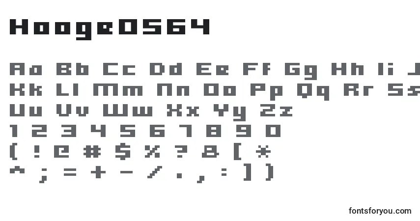 Czcionka Hooge0564 – alfabet, cyfry, specjalne znaki