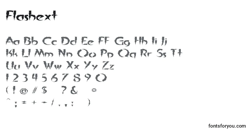 Schriftart Flashext – Alphabet, Zahlen, spezielle Symbole
