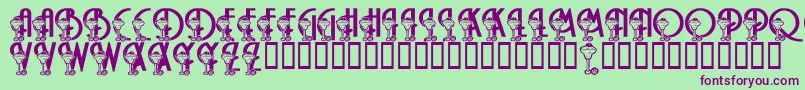 LmsMargaritaville-Schriftart – Violette Schriften auf grünem Hintergrund