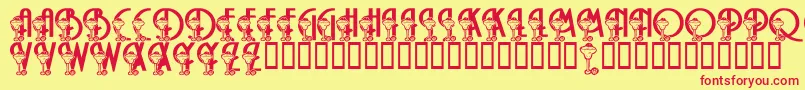 LmsMargaritaville-Schriftart – Rote Schriften auf gelbem Hintergrund
