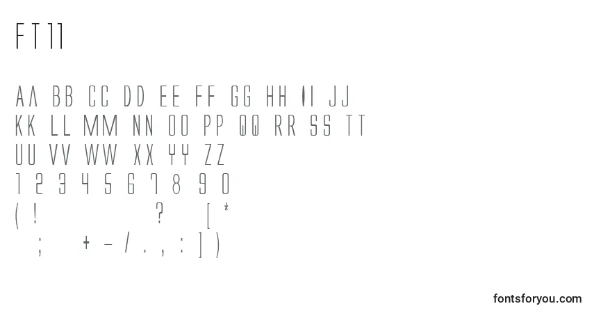 Schriftart Ft11 – Alphabet, Zahlen, spezielle Symbole