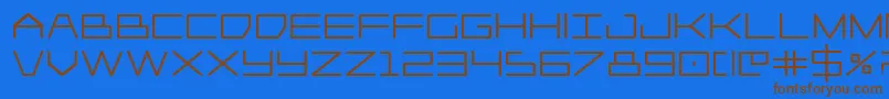 Player1upheavy-Schriftart – Braune Schriften auf blauem Hintergrund