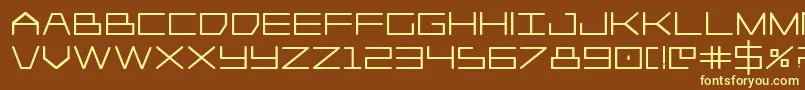 Player1upheavy-Schriftart – Gelbe Schriften auf braunem Hintergrund