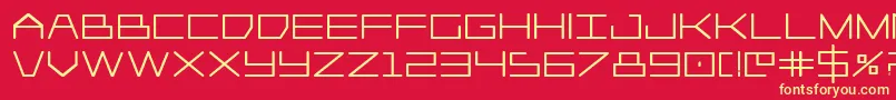 Player1upheavy-Schriftart – Gelbe Schriften auf rotem Hintergrund