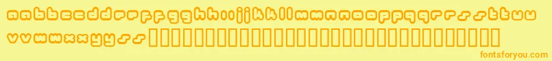 フォントBukkake ffy – オレンジの文字が黄色の背景にあります。