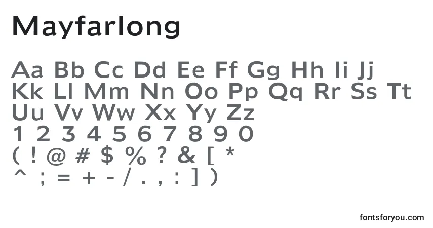 Schriftart Mayfarlong – Alphabet, Zahlen, spezielle Symbole