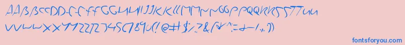 フォントYourstruly – ピンクの背景に青い文字