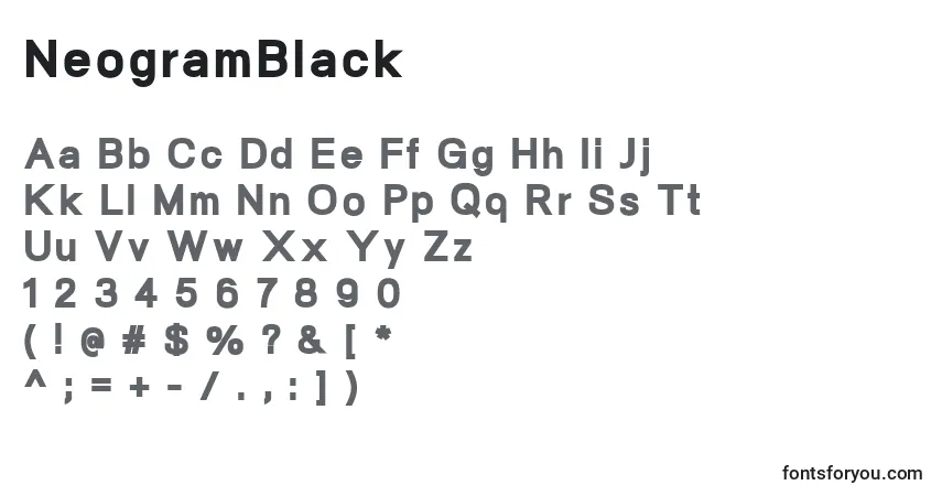 Schriftart NeogramBlack – Alphabet, Zahlen, spezielle Symbole