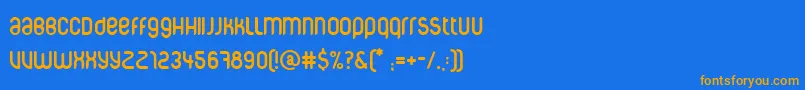 フォントCorpuscare – オレンジ色の文字が青い背景にあります。