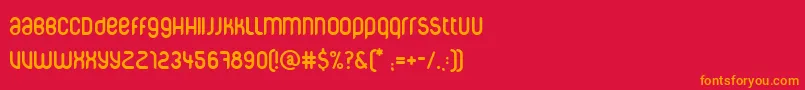 フォントCorpuscare – 赤い背景にオレンジの文字