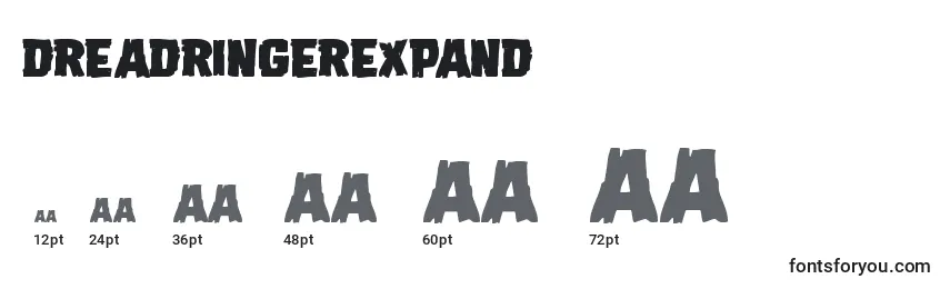 Размеры шрифта Dreadringerexpand