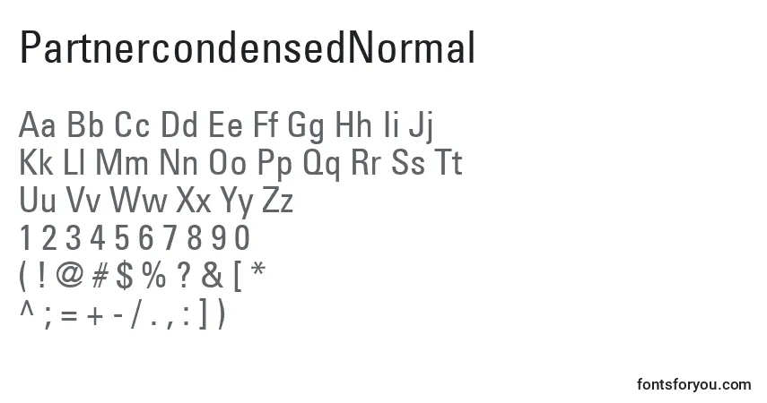 Czcionka PartnercondensedNormal – alfabet, cyfry, specjalne znaki