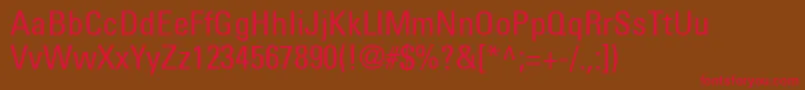 フォントPartnercondensedNormal – 赤い文字が茶色の背景にあります。