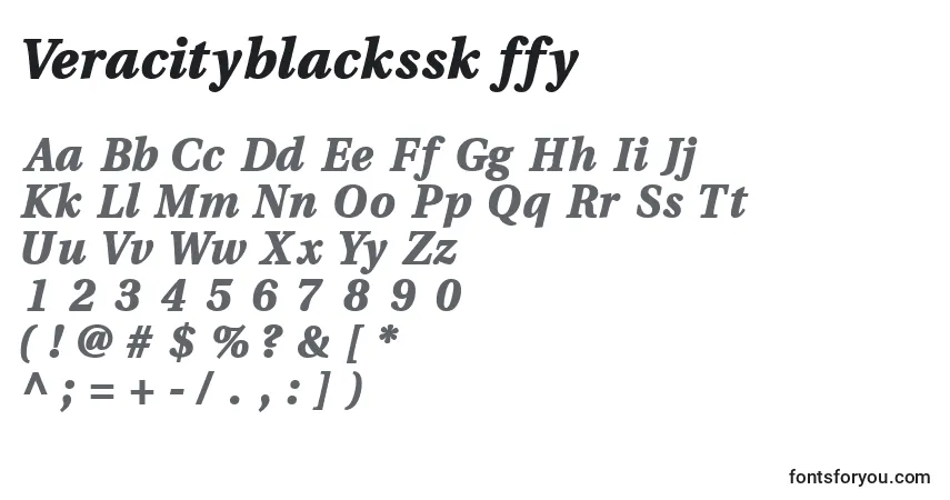 Schriftart Veracityblackssk ffy – Alphabet, Zahlen, spezielle Symbole