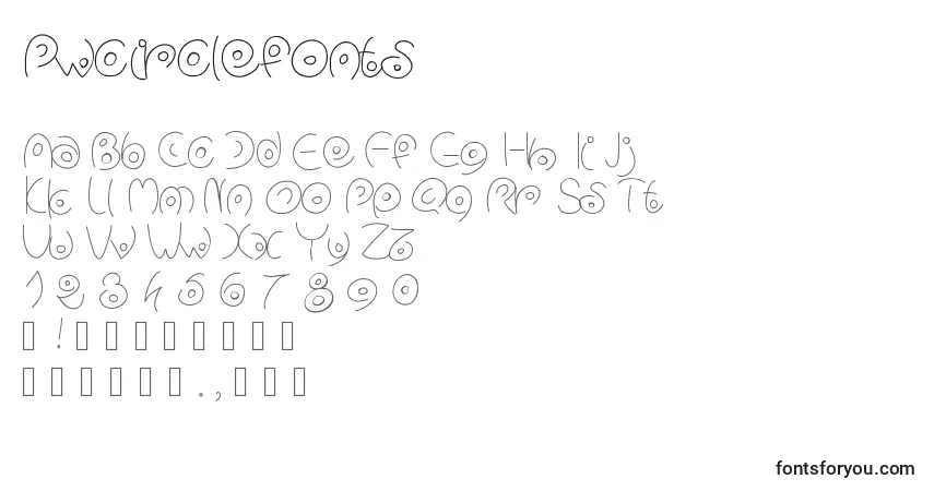 A fonte Pwcirclefonts – alfabeto, números, caracteres especiais