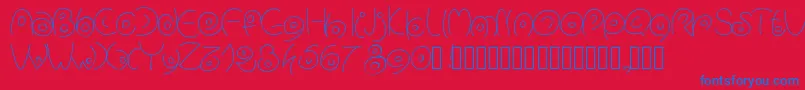 Fonte Pwcirclefonts – fontes azuis em um fundo vermelho