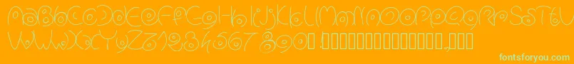 Pwcirclefonts-Schriftart – Grüne Schriften auf orangefarbenem Hintergrund
